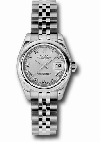 Rolex Steel Lady-Datejust 26 Watch - Domed Bezel - Silver Roman Dial - Jubilee Bracelet - 179160 srj 