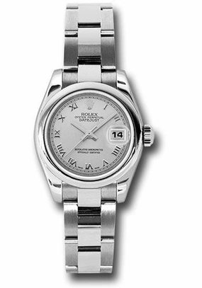 Rolex Steel Lady-Datejust 26 Watch - Domed Bezel - Silver Roman Dial - Oyster Bracelet - 179160 sro 