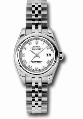 Rolex Steel Lady-Datejust 26 Watch - Domed Bezel - White Roman Dial - Jubilee Bracelet - 179160 wrj 
