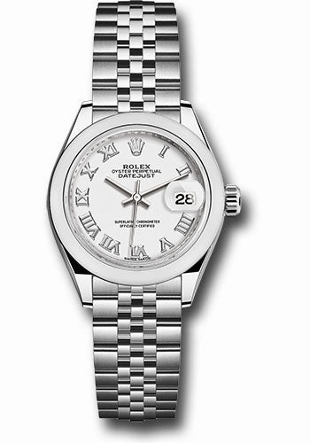 Rolex Steel Lady-Datejust 28 Watch - Domed Bezel - White Roman Dial - Jubilee Bracelet - 279160 wrj 