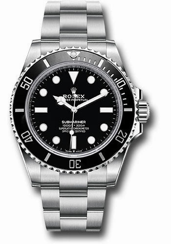 Rolex Steel Submariner Watch - Black Dial - 124060 