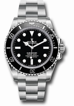 Rolex Steel Submariner Watch - Black Dial - 124060 