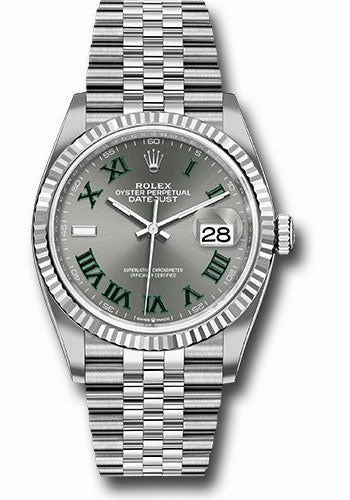 Rolex White Rolesor Datejust 36 Watch - Fluted Bezel - Slate Roman Dial - Jubilee Bracelet - 126234 slgrj 