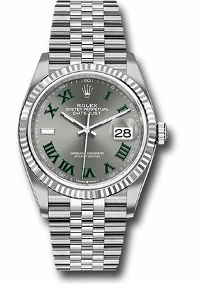 Rolex White Rolesor Datejust 36 Watch - Fluted Bezel - Slate Roman Dial - Jubilee Bracelet - 126234 slgrj 