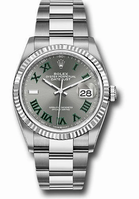 Rolex White Rolesor Datejust 36 Watch - Fluted Bezel - Slate Roman Dial - Oyster Bracelet - 126234 slgro 