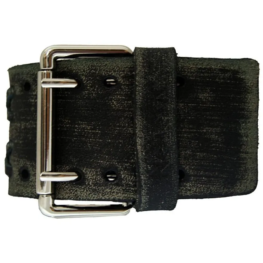 Roman DX Black Watch with Double X Distressed Black Leather Cuff