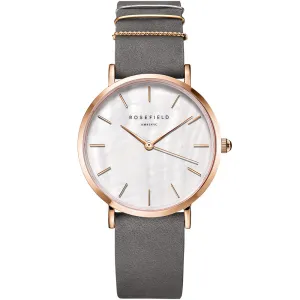 Rosefield WEGR-W75 West Village Mother of Pearl Grey Leather Ladies Watch 
