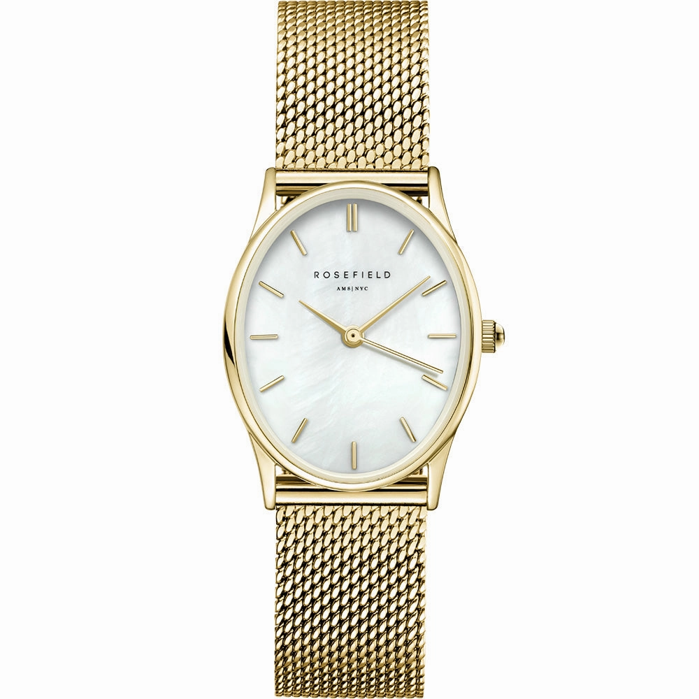 Rosefield OWGMG-OV10 The Oval Mother of Pearl Gold Ladies Watch 