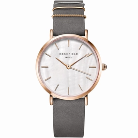 Rosefield WEGR-W75 West Village Mother of Pearl Grey Leather Ladies Watch 