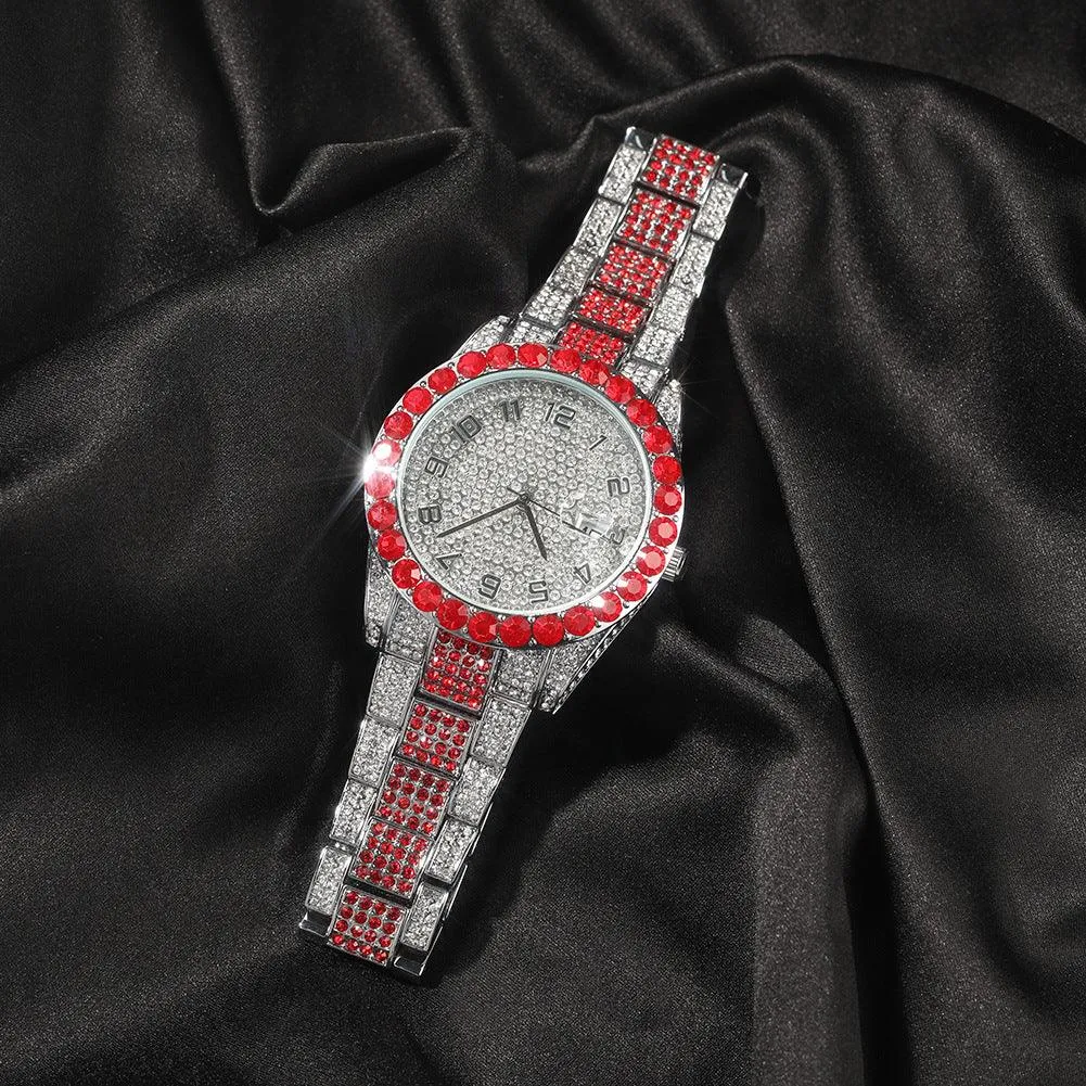 Round Diamond Red Fashion Watch 
