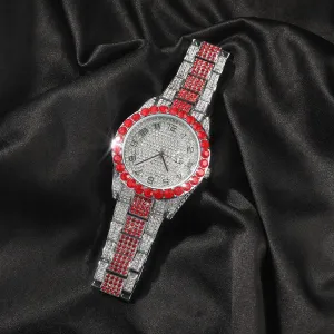 Round Diamond Red Fashion Watch 