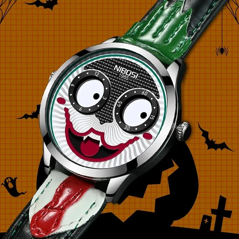 Russian Clown Men's Watch Leather Waterproof