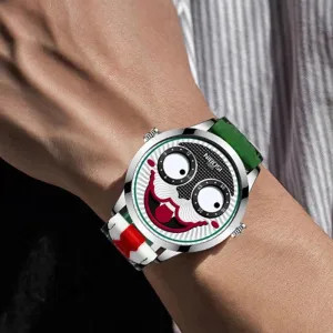 Russian Clown Men's Watch Leather Waterproof 