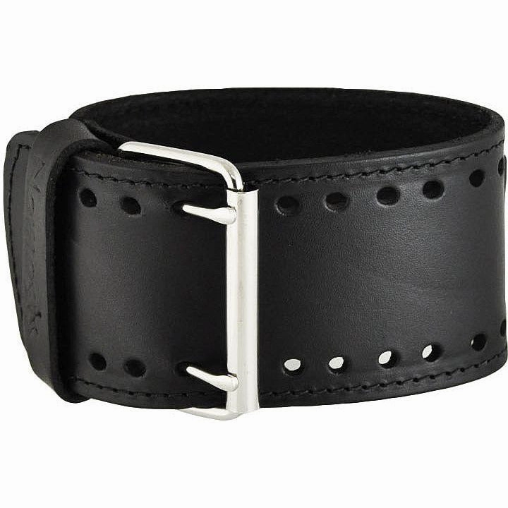 Sapphire Crystal Black Watch with Embossed Black Leather Cuff