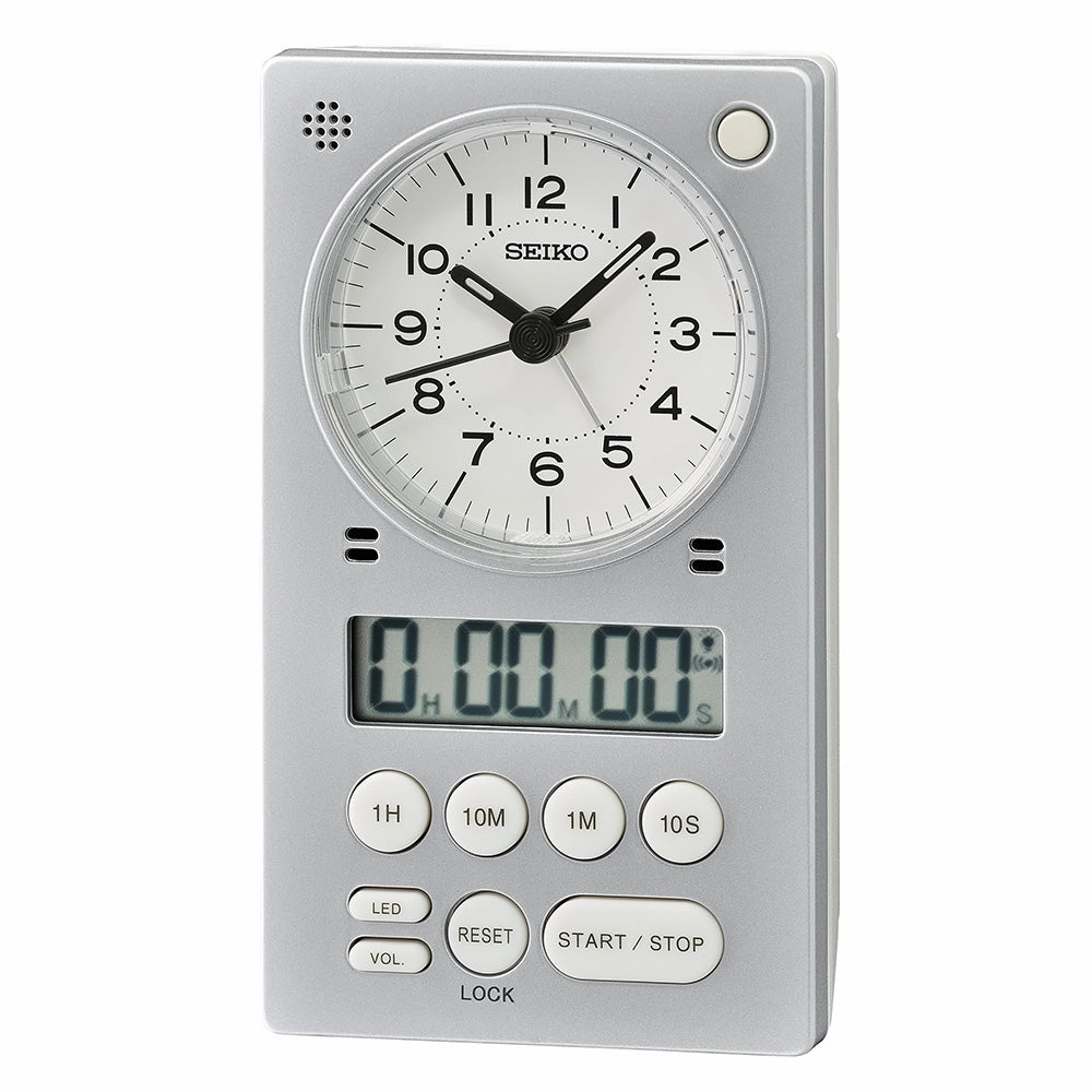 Seiko QHE190-S Stopwatch Table Clock 