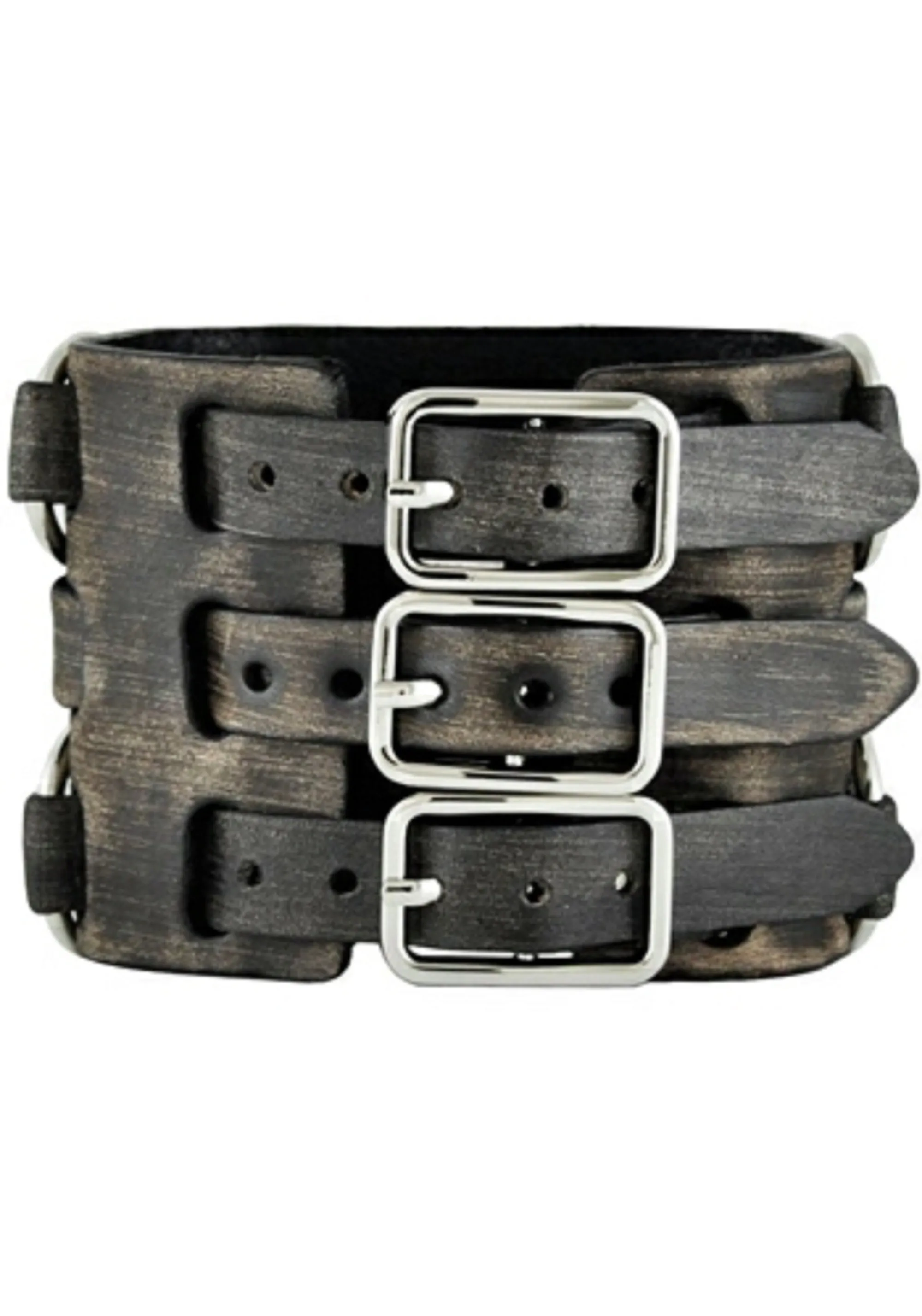 Skull Sapphire Crystal Black Watch with Perforated Black Leather Cuff