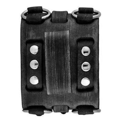 Skull Sapphire Crystal Black Watch with Perforated Black Leather Cuff