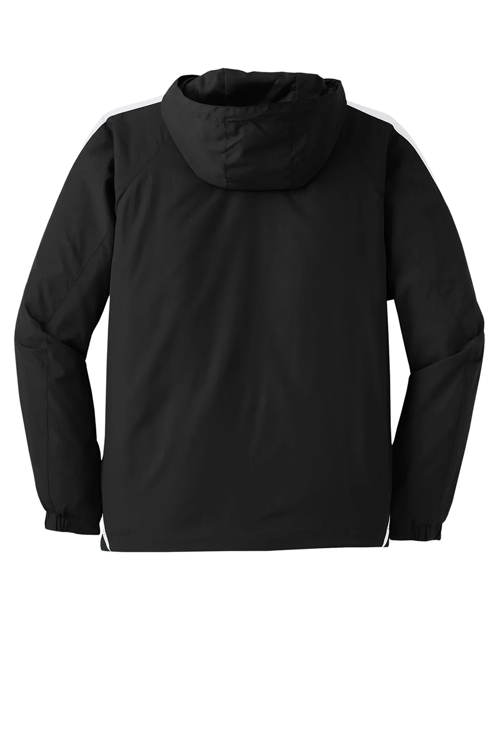 Sport-Tek Mens 1/4 Zip Hooded Jacket - Black/White