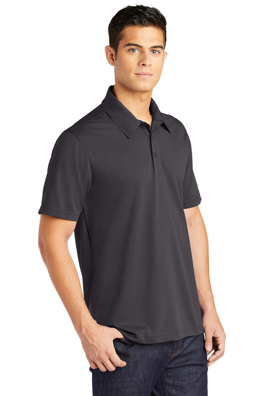 Sport-Tek Mens Active Mesh Moisture Wicking Short Sleeve Polo Shirt - Iron Grey Clothing Sport-Tek