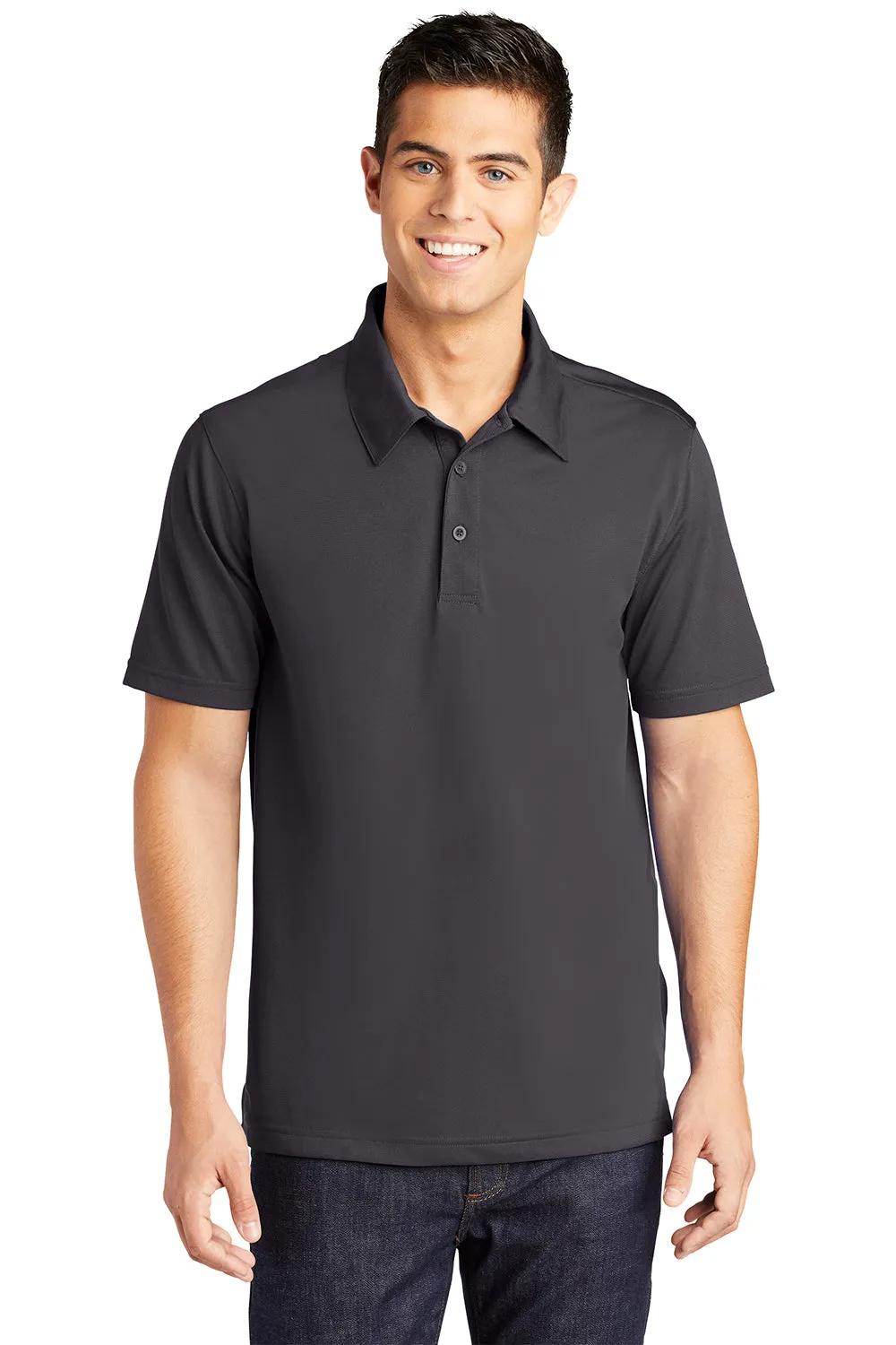 Sport-Tek Mens Active Mesh Moisture Wicking Short Sleeve Polo Shirt - Iron Grey Clothing Sport-Tek