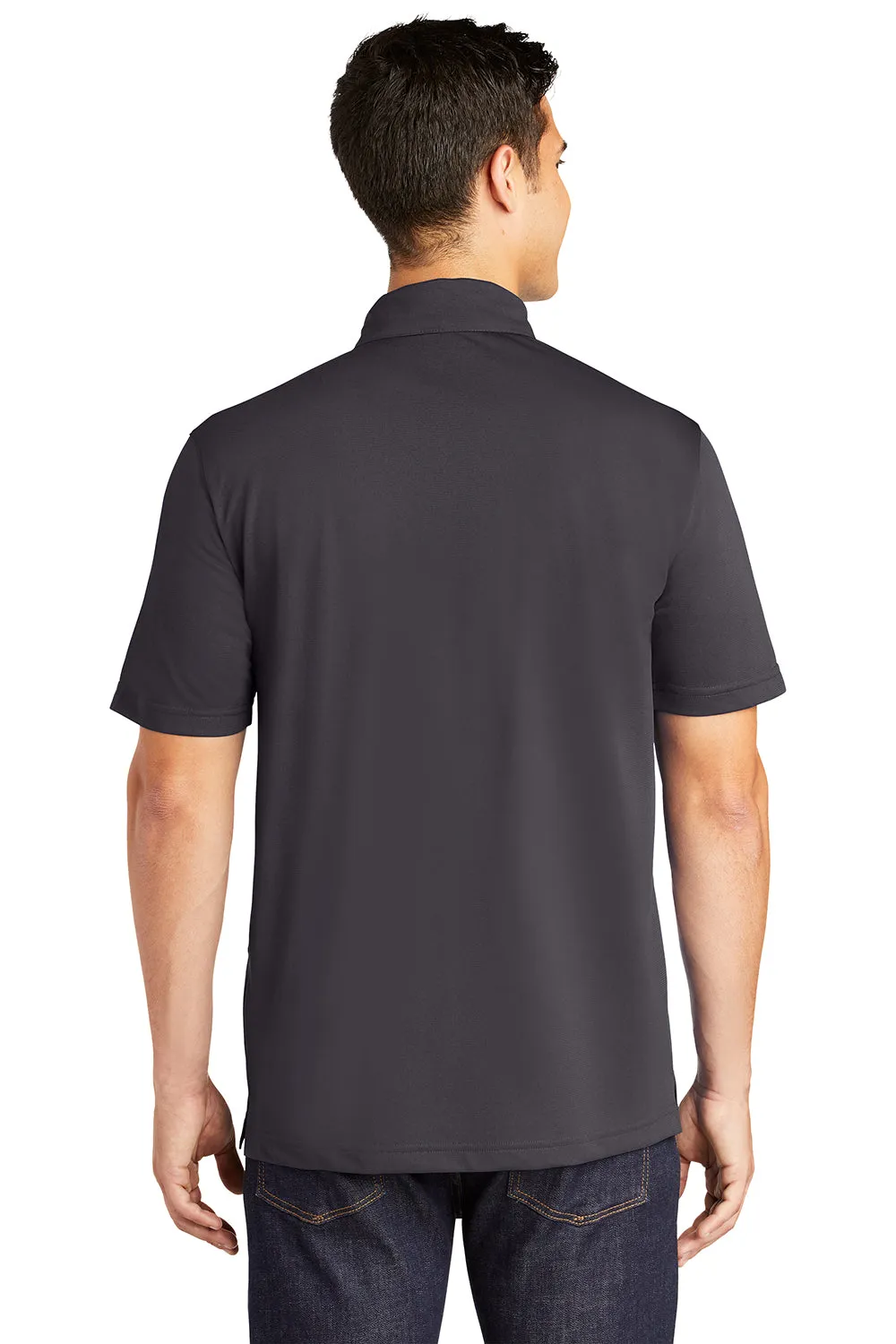 Sport-Tek Mens Active Mesh Moisture Wicking Short Sleeve Polo Shirt - Iron Grey Clothing Sport-Tek