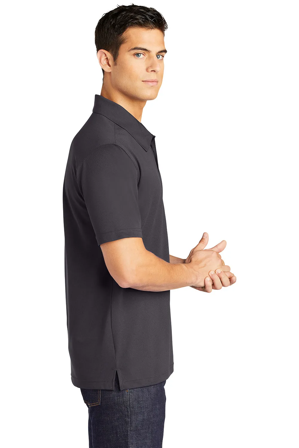 Sport-Tek Mens Active Mesh Moisture Wicking Short Sleeve Polo Shirt - Iron Grey Clothing Sport-Tek