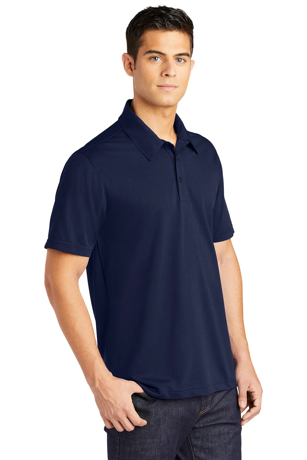 Sport-Tek Mens Active Mesh Moisture Wicking Short Sleeve Polo Shirt - True Navy Blue Clothing Sport-Tek