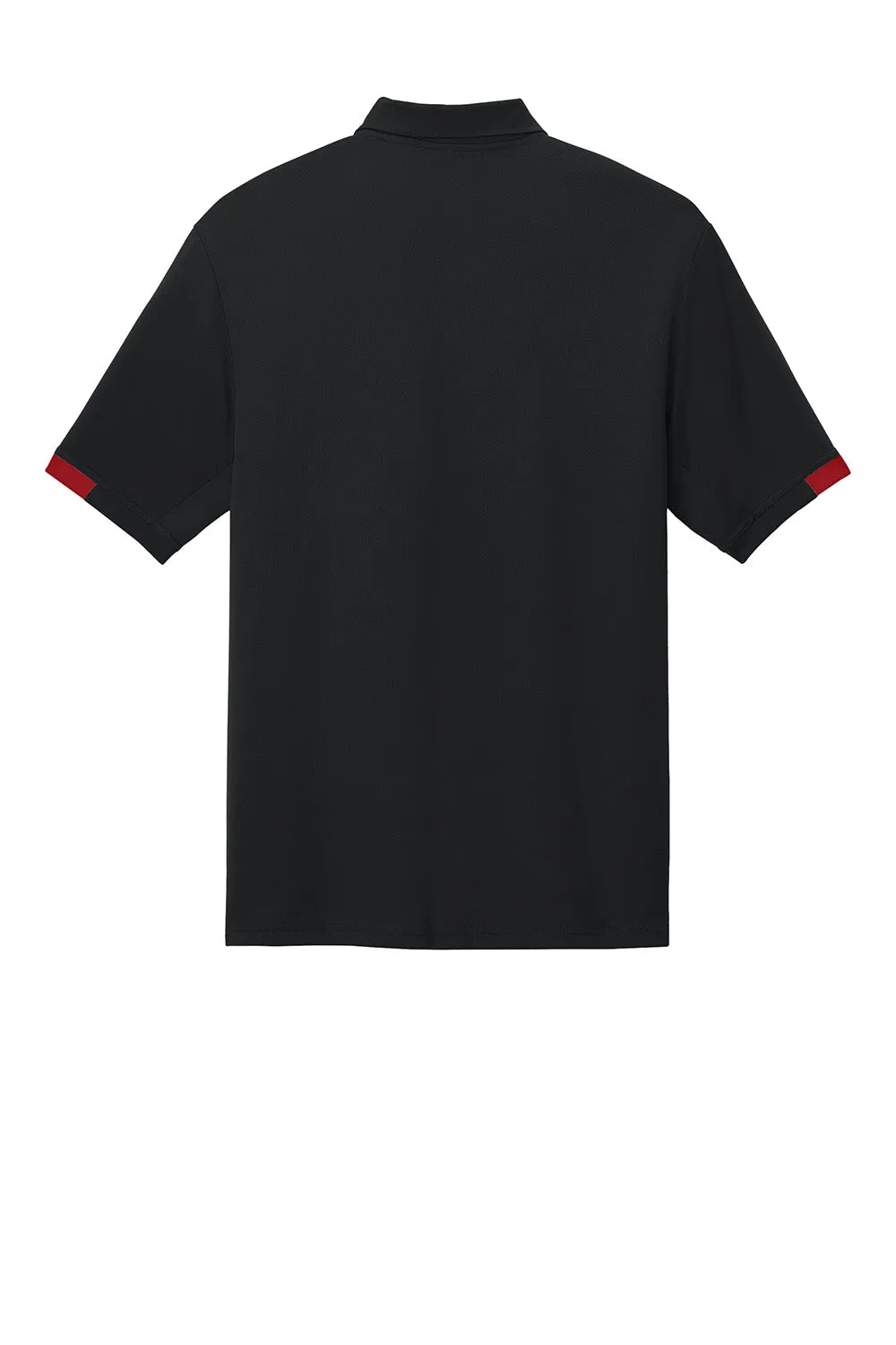 Sport-Tek Mens Club Colorblock Moisture Wicking Short Sleeve Polo Shirt - Black/Deep Red Clothing Sport-Tek