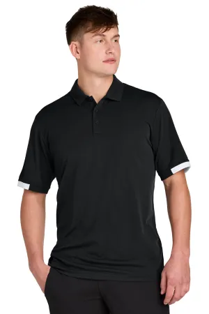 Sport-Tek Mens Club Colorblock Moisture Wicking Short Sleeve Polo Shirt - Black/White Clothing Sport-Tek