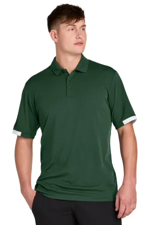 Sport-Tek Mens Club Colorblock Moisture Wicking Short Sleeve Polo Shirt - Forest Green/White Clothing Sport-Tek