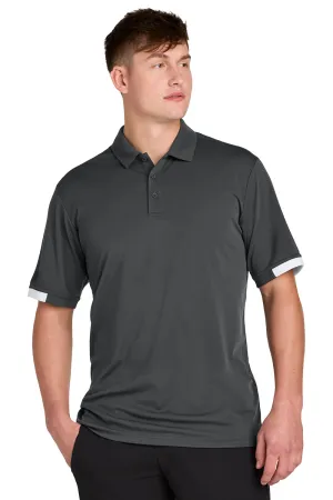 Sport-Tek Mens Club Colorblock Moisture Wicking Short Sleeve Polo Shirt - Iron Grey/White Clothing Sport-Tek
