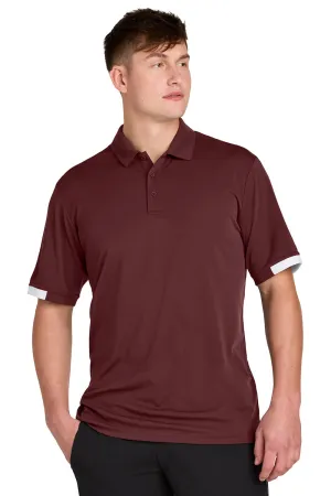 Sport-Tek Mens Club Colorblock Moisture Wicking Short Sleeve Polo Shirt - Maroon/White Clothing Sport-Tek