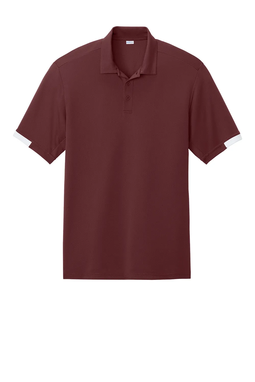 Sport-Tek Mens Club Colorblock Moisture Wicking Short Sleeve Polo Shirt - Maroon/White Clothing Sport-Tek