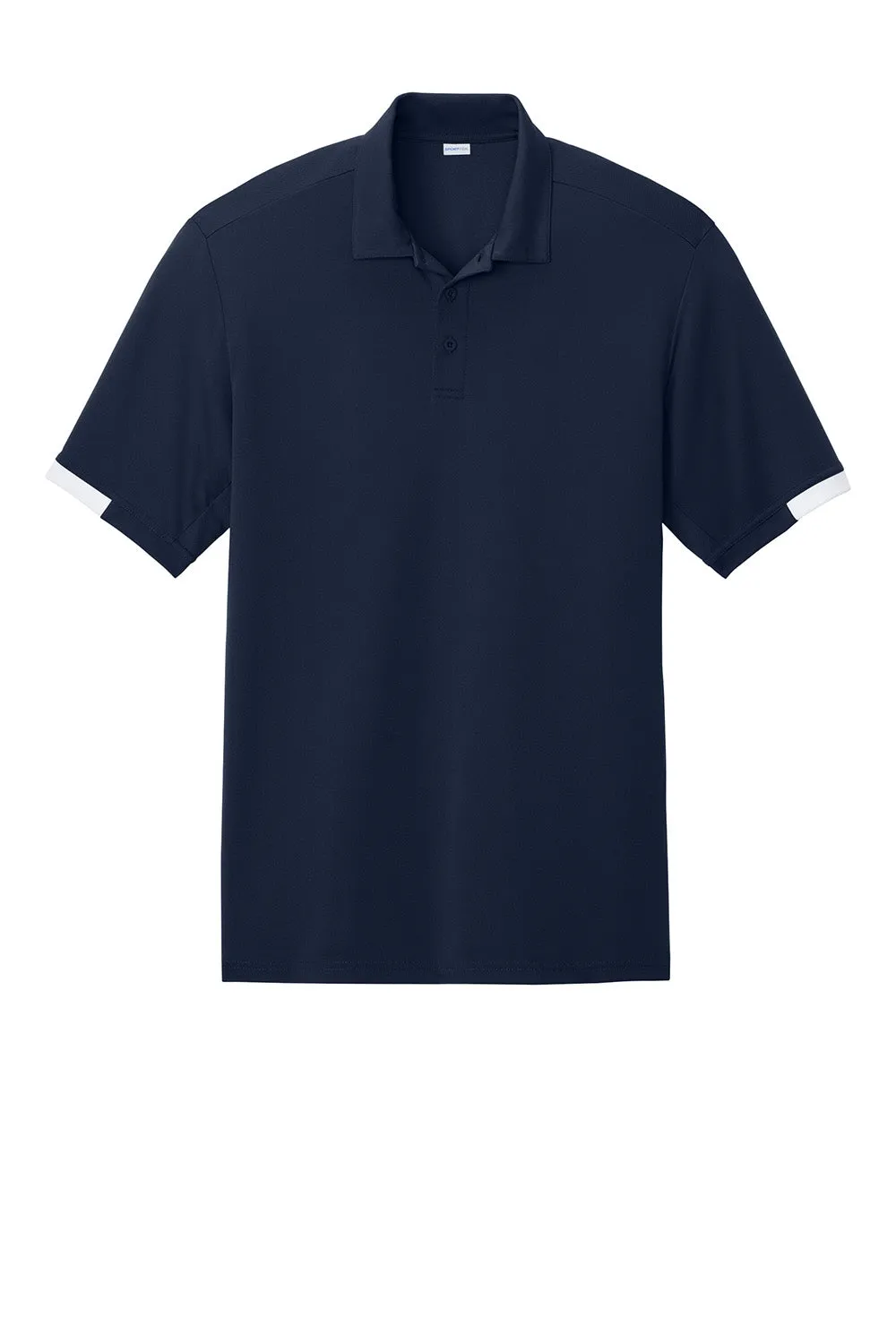 Sport-Tek Mens Club Colorblock Moisture Wicking Short Sleeve Polo Shirt - True Navy Blue/White Clothing Sport-Tek
