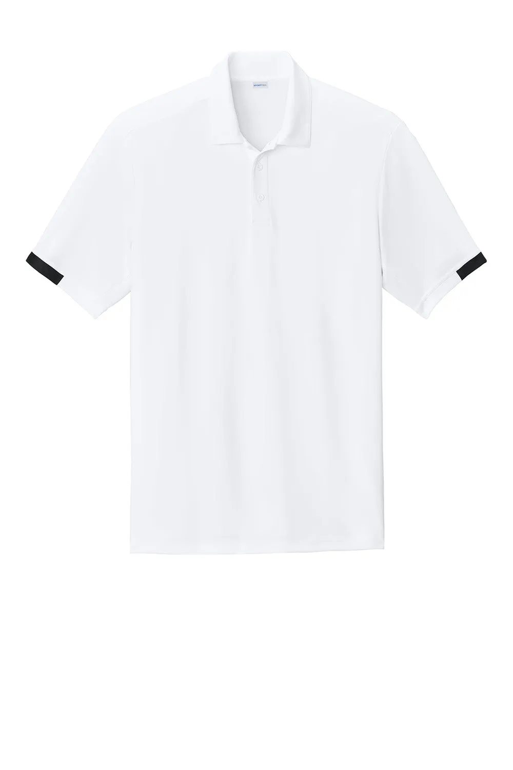 Sport-Tek Mens Club Colorblock Moisture Wicking Short Sleeve Polo Shirt - White/Black Clothing Sport-Tek