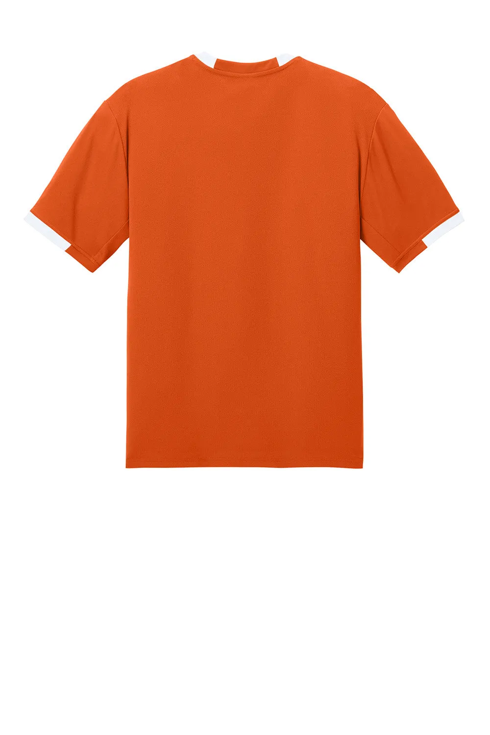Sport-Tek Mens Club Moisture Wicking Short Sleeve Crewneck T-Shirt - Deep Orange/White Clothing Sport-Tek