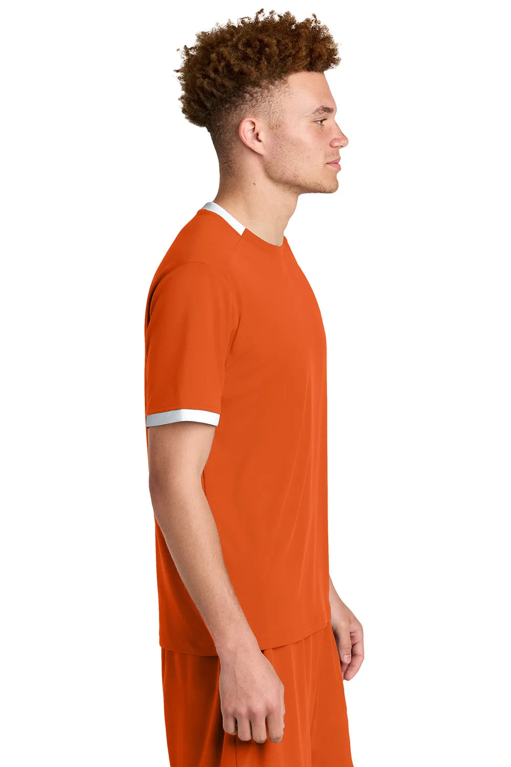 Sport-Tek Mens Club Moisture Wicking Short Sleeve Crewneck T-Shirt - Deep Orange/White Clothing Sport-Tek