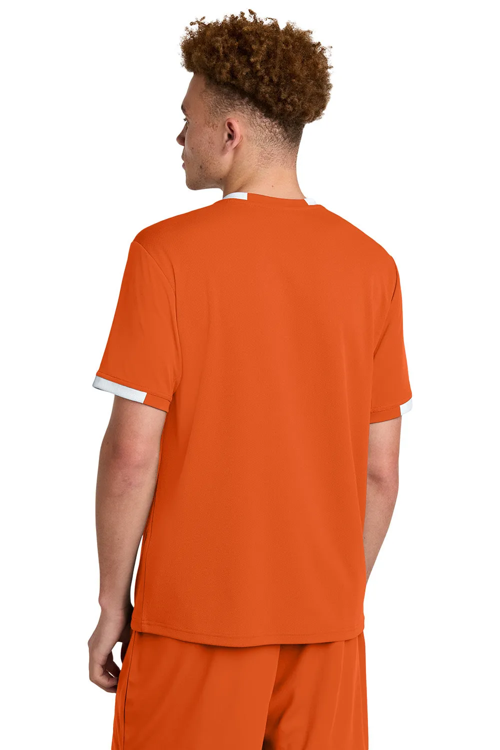 Sport-Tek Mens Club Moisture Wicking Short Sleeve Crewneck T-Shirt - Deep Orange/White Clothing Sport-Tek