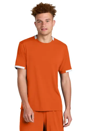 Sport-Tek Mens Club Moisture Wicking Short Sleeve Crewneck T-Shirt - Deep Orange/White Clothing Sport-Tek