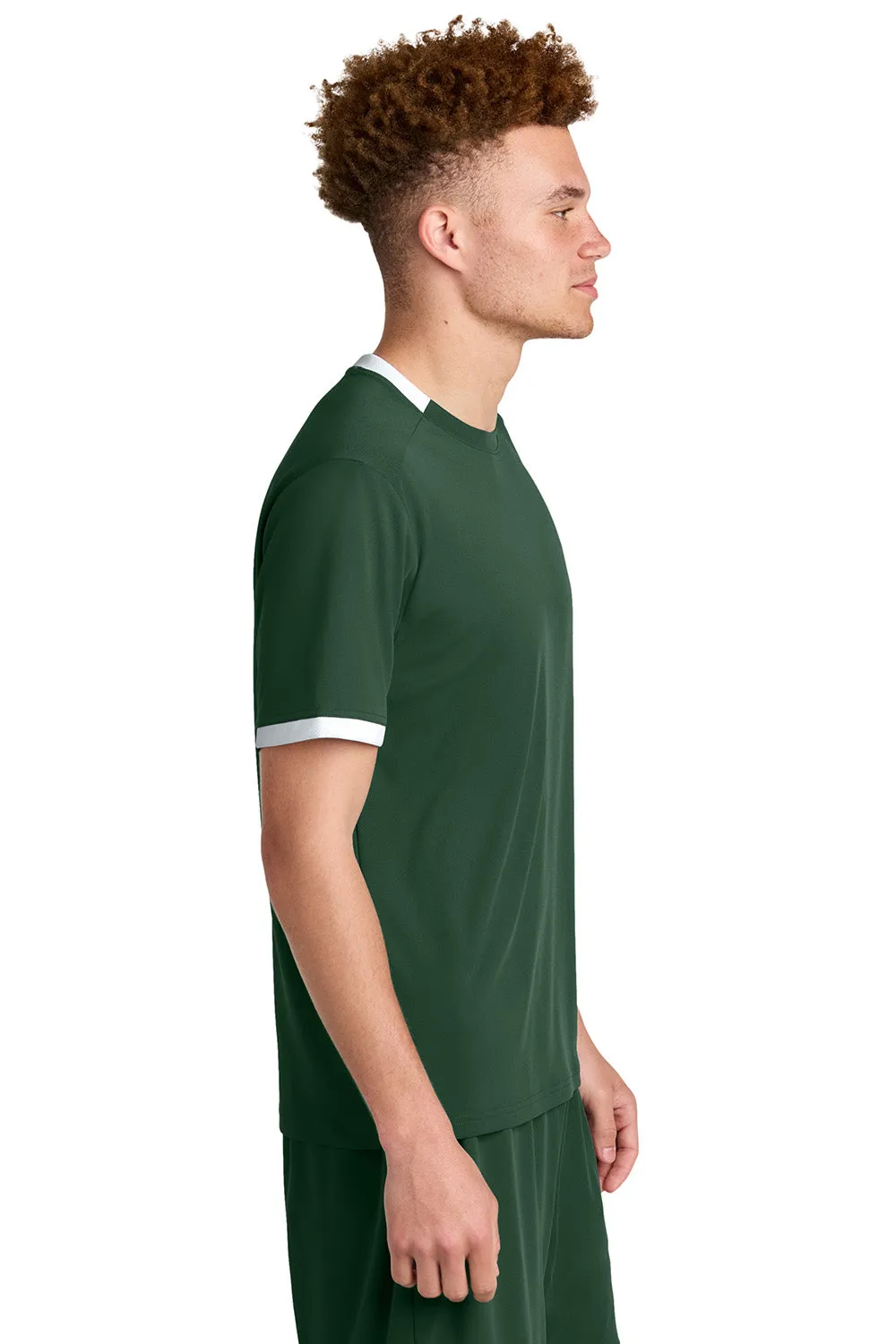Sport-Tek Mens Club Moisture Wicking Short Sleeve Crewneck T-Shirt - Forest Green/White Clothing Sport-Tek