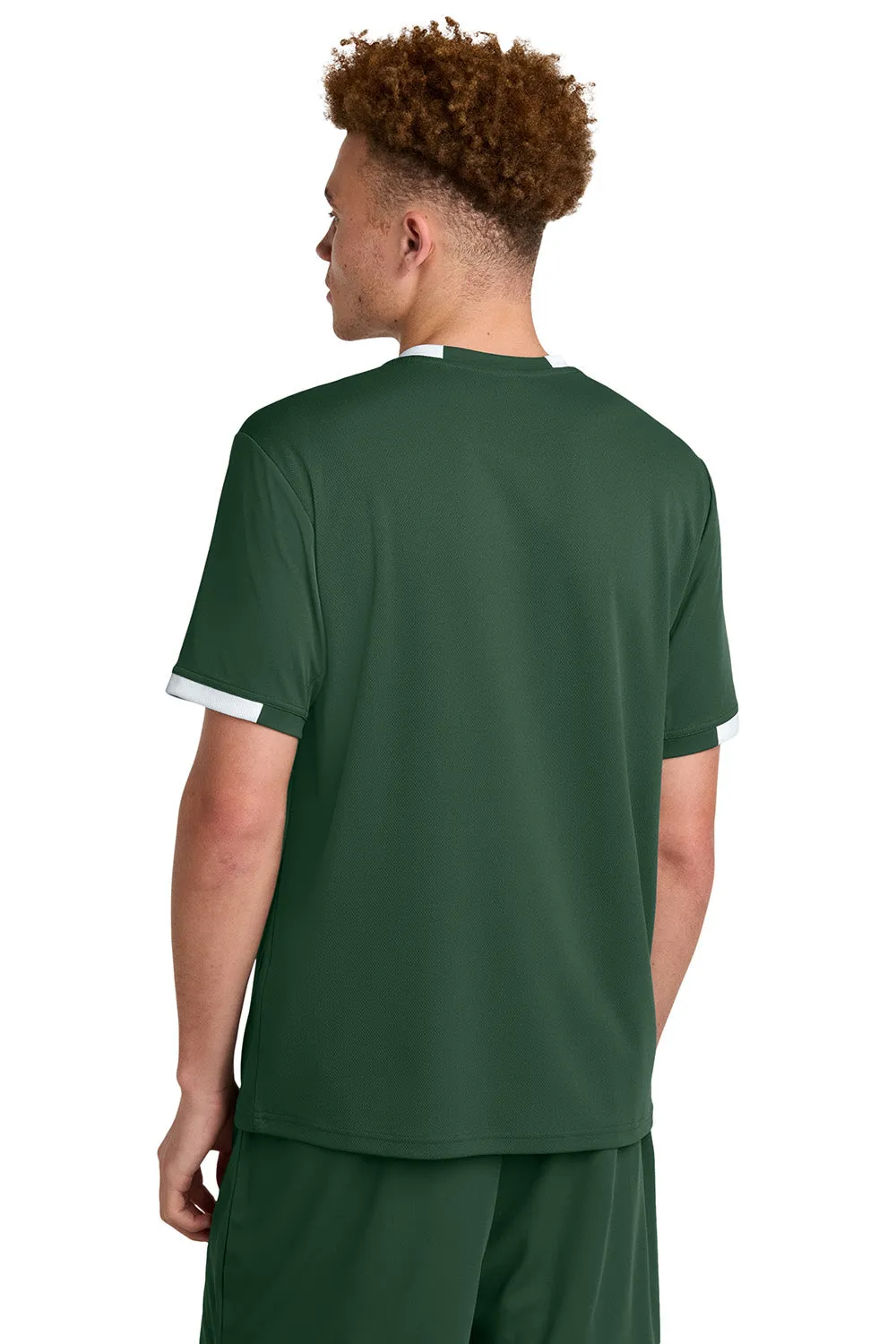 Sport-Tek Mens Club Moisture Wicking Short Sleeve Crewneck T-Shirt - Forest Green/White Clothing Sport-Tek