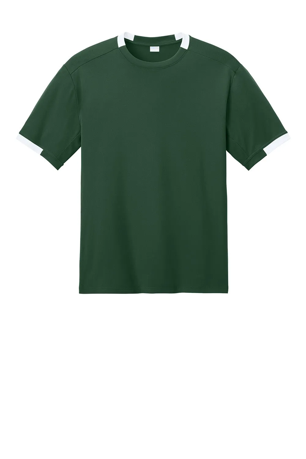 Sport-Tek Mens Club Moisture Wicking Short Sleeve Crewneck T-Shirt - Forest Green/White Clothing Sport-Tek