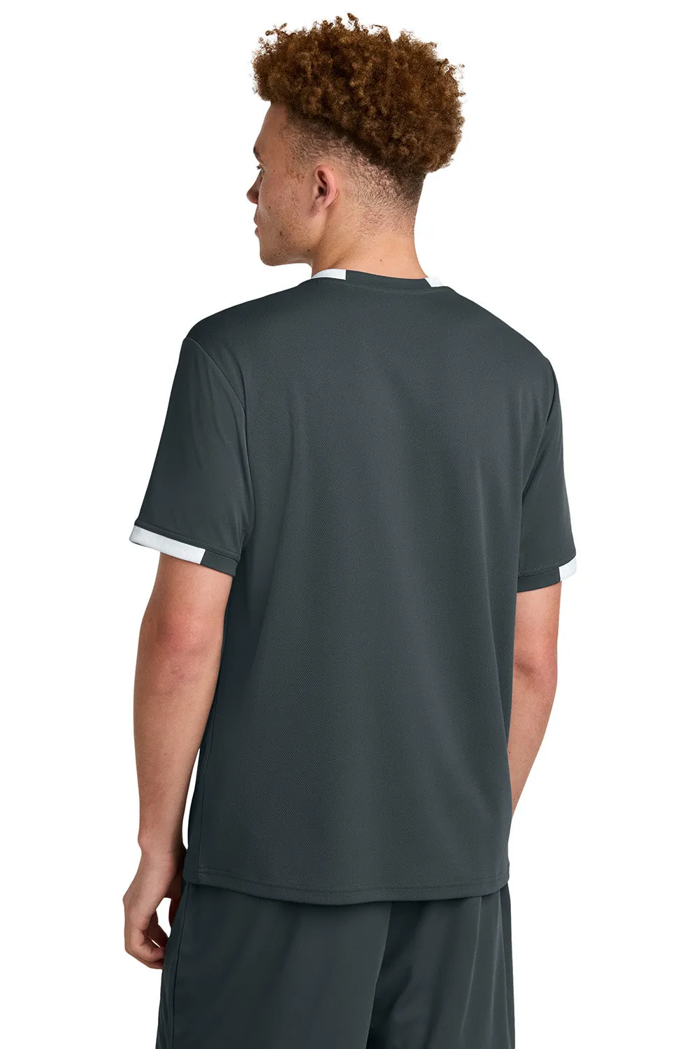 Sport-Tek Mens Club Moisture Wicking Short Sleeve Crewneck T-Shirt - Iron Grey/White Clothing Sport-Tek