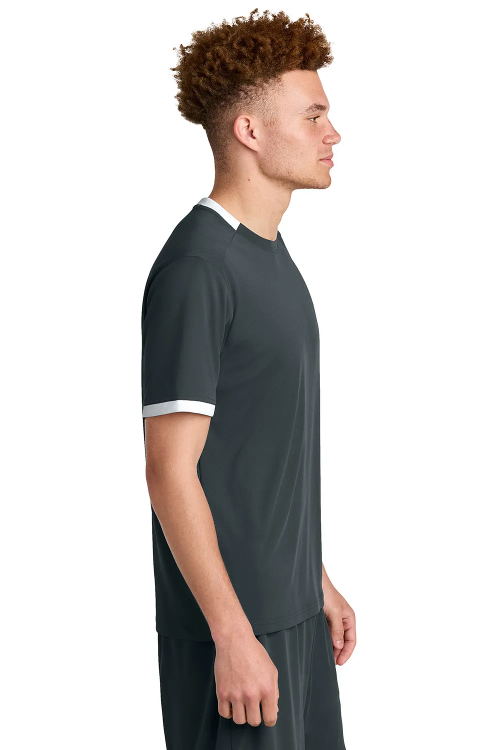 Sport-Tek Mens Club Moisture Wicking Short Sleeve Crewneck T-Shirt - Iron Grey/White Clothing Sport-Tek