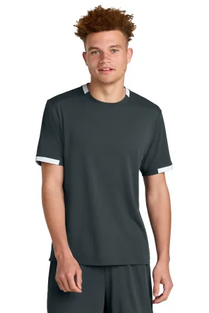 Sport-Tek Mens Club Moisture Wicking Short Sleeve Crewneck T-Shirt - Iron Grey/White Clothing Sport-Tek