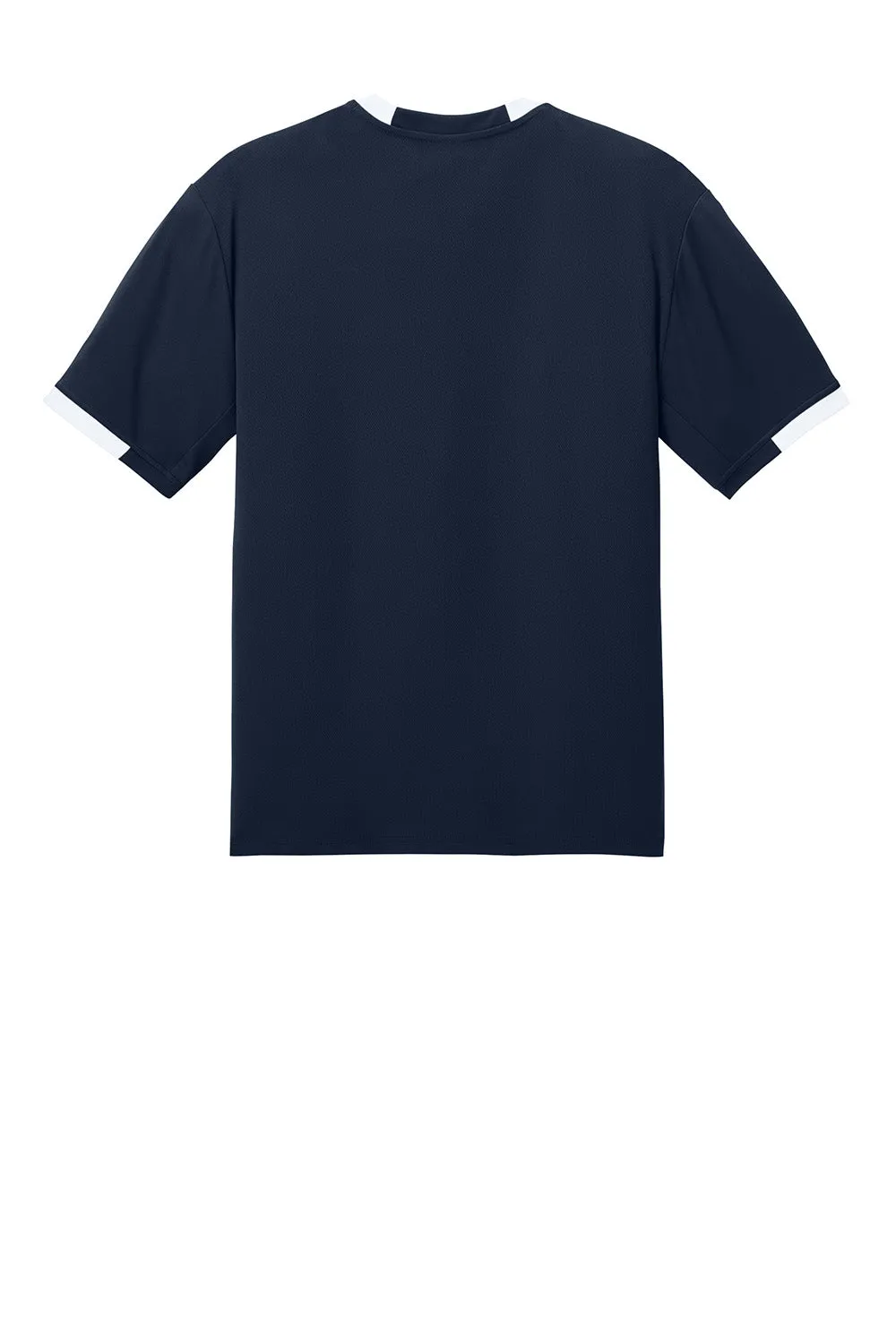 Sport-Tek Mens Club Moisture Wicking Short Sleeve Crewneck T-Shirt - True Navy Blue/White Clothing Sport-Tek