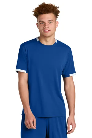Sport-Tek Mens Club Moisture Wicking Short Sleeve Crewneck T-Shirt - True Royal Blue/White Clothing Sport-Tek