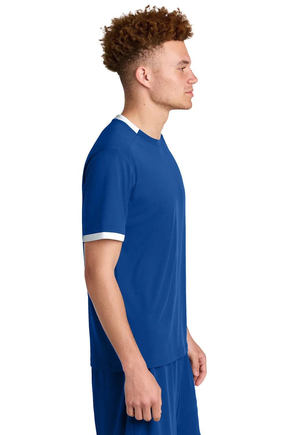 Sport-Tek Mens Club Moisture Wicking Short Sleeve Crewneck T-Shirt - True Royal Blue/White Clothing Sport-Tek