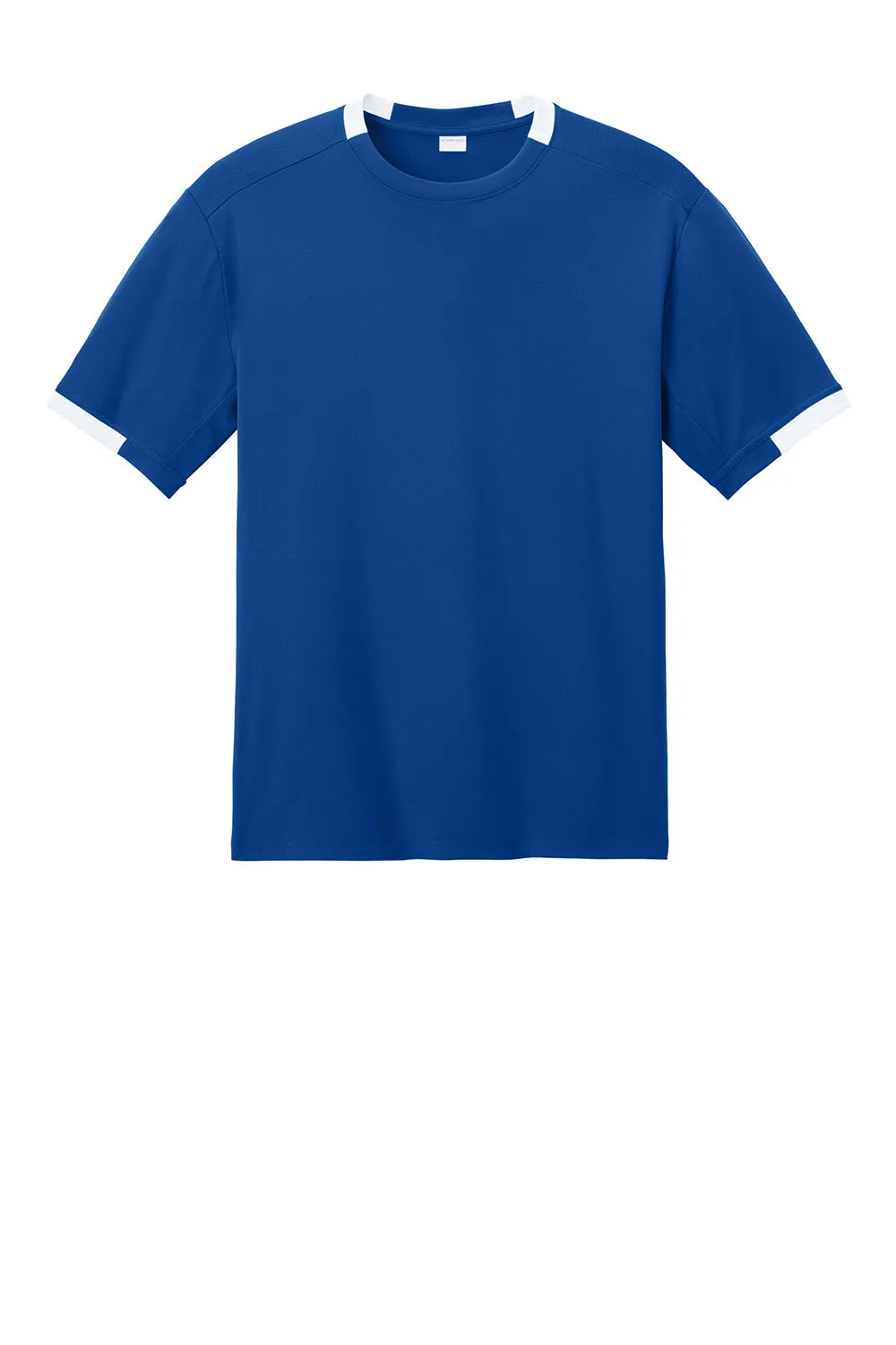 Sport-Tek Mens Club Moisture Wicking Short Sleeve Crewneck T-Shirt - True Royal Blue/White Clothing Sport-Tek