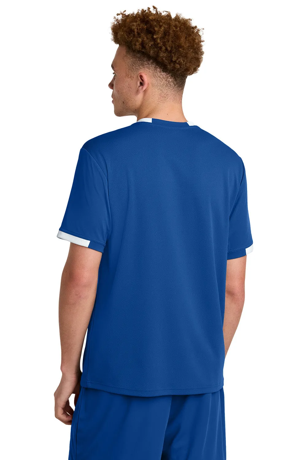 Sport-Tek Mens Club Moisture Wicking Short Sleeve Crewneck T-Shirt - True Royal Blue/White Clothing Sport-Tek